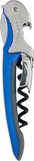 Franmara Soft-Touch Murano Two-Step Waiter Corkscrew with Nonstick Spiral (Bright Blue)