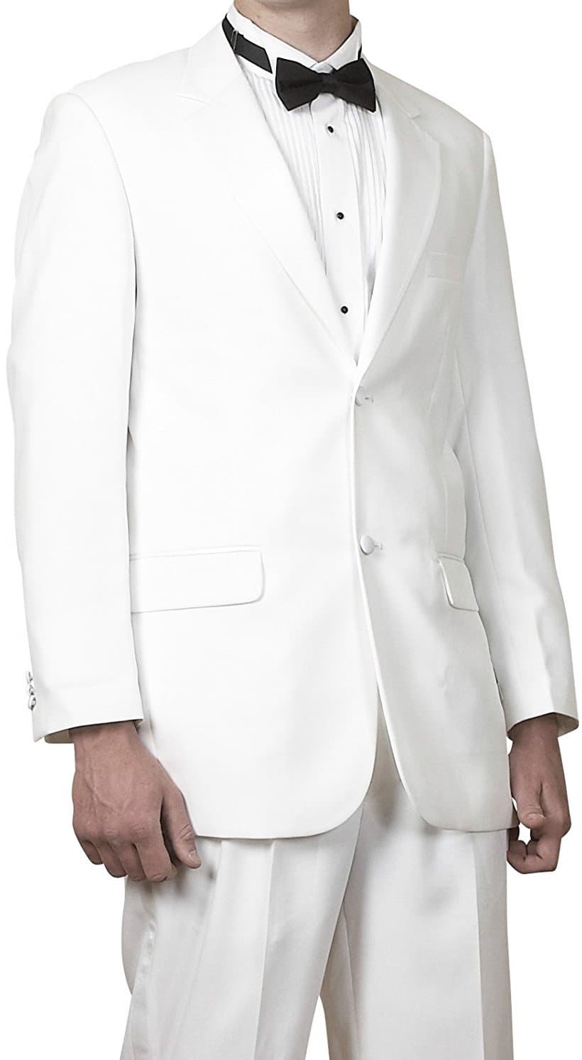 Men's Single Breasted Two Button White Tuxedo Size Long 44