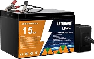 Lithium 12V 15Ah LiFePO4 Battery 4000+ Deep Cycle Rechargeable Batteries with Charger for Trolling Motor/Golf Cart/Solar and Wind Power,UPS/RV Battery,Lighting,Fish Finder