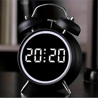 AERYS 4.5-Inch Digital Alarm Clock, Table Clock Double Bell LED Silent Metal Clock with Night Light, Loud Bedside Alarm for Heavy Sleepers, Home, Office, Bedroom, Living Room,Home Decor (Big Black)