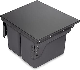 Emuca - Kitchen Recycling Bin with Side Fixing, 2 x 24 L, Steel and Plastic, Anthracite Grey Plastic