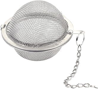 Mockery Stainless Steel Mesh Tea Ball with Chain Tea Infuser Strainers Interval Diffuser Infuser Filters for Loose Leaf Tea, Herbal, Spices, Seasonings, Drain, Rinse, Coffee, Rice (Medium)