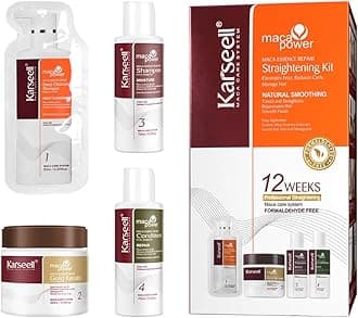 Maca Essence Repair Keratin Hair Treatment Straightening Kit, 12 Weeks of Home Use Professional Straightening, Softer and Shinier Hair, All Hair Types