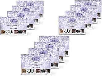 LIELA - Multipurpose Fragrance Sachets Set of 12 Pure and Premium Lavender, for Wardrobe, Bathroom, Purse, Garment Drawer, Closet, Shoe Rack Office, Laptop Bag Carton etc.