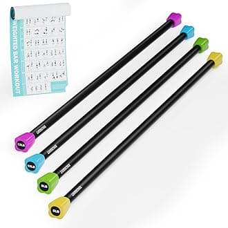 LIONSCOOL Workout Weighted Bar,Padded Exercise Weight Bar, Solid Steel Stretching weighted bar set for Body Sculpting, Physical Therapy,Body Toning (Set of 4 - 5LB, 8LB,10LB and 12LB)