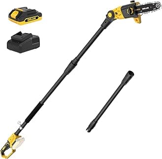 Pole Saw, 8-Inch Pole Saw for Tree Trimming Cordless 15-FT Max Reach, Auto Oiling, Tool-Less Electric Pole Saws, Tree Trimmer with Battery & Fast Charger