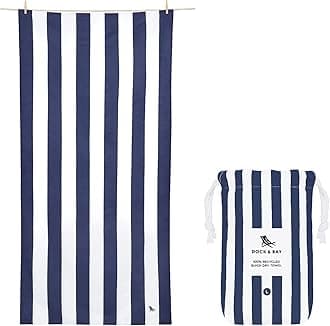 Dock & Bay Beach Towel - Quick Dry, Sand Free - Compact, Lightweight - 100% Recycled - Includes Bag - Cabana - Whitsunday Blue - Extra Large (200x90cm, 78x35)