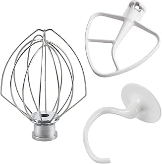Kitchen Mixers Accessories Including K45DH Dough Hook&K45B Coated Flat Blade Paddle&K45WW Wire Whip for 4.5 QT Kitchen Tilt-Head Stand Mixer Attachments for k-i-t-c-h-e-n-a-i-d Stand Mixers MIFLUS