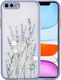 Ownest Compatible with iPhone 7 Plus/8 Plus Case with Clear Flower Frosted PC Back 3D Floral Girls Woman and Soft TPU Bumper Protective Silicone Slim Case for iPhone 7 Plus/8 Plus-Purple
