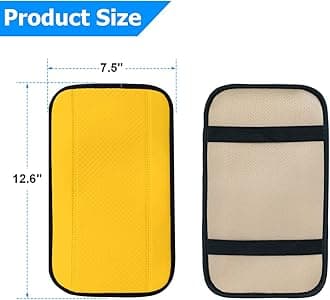 8sanlione Car Armrest Storage Box Mat, Fiber Leather Car Center Console Cover, Car Armrest Seat Box Cover Accessories Interior Protection for Most Vehicle, SUV, Truck, Car (Yellow)