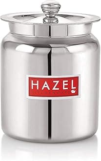 HAZEL Stainless Steel Oil & Ghee Container with Airtight Lid |Multipurpose Dispenser for Kitchen Oil, Ghee, and Milk | Durable Food-Grade Steel Storage Jar | Dishwasher Safe | 33.8 oz