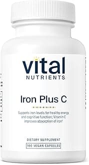 Iron Plus C - Vegan Iron Supplement - 20mg Fe with 200mg Vitamin C to Increase Fe and Energy Levels - Gluten, Dairy, Soy Free - Non-GMO - 100 Capsules