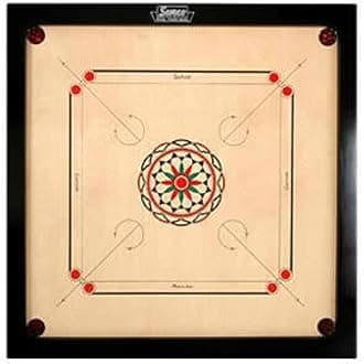 Surco Ellora Full Size Carrom Board with Coins and Striker, 8mm Thick, 29" x 29" Playing Surface, 30" x 30" Board Size, Family Strategy Game, Ages 6+