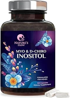 Myo-Inositol & D-Chiro Inositol 1025mg - 40:1 Ideal Ratio for Ovarian Support, Vegan Myo & D Chiro Supplement for Women's Natural Balance and Hormone Support, Vitamin B8, Non-GMO - 120 Capsules