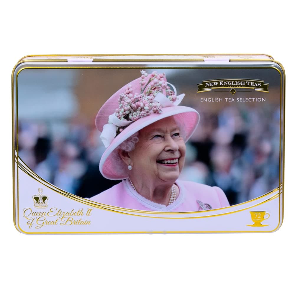 New English Teas Queen Elizabeth II Tea Tin with 72 Assorted Teabag Selection