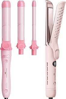 Wavytalk Curlmaker Pro Rotating Curling Iron Set Pink and Whirlwind Pro Airflow Styler Curling Iron