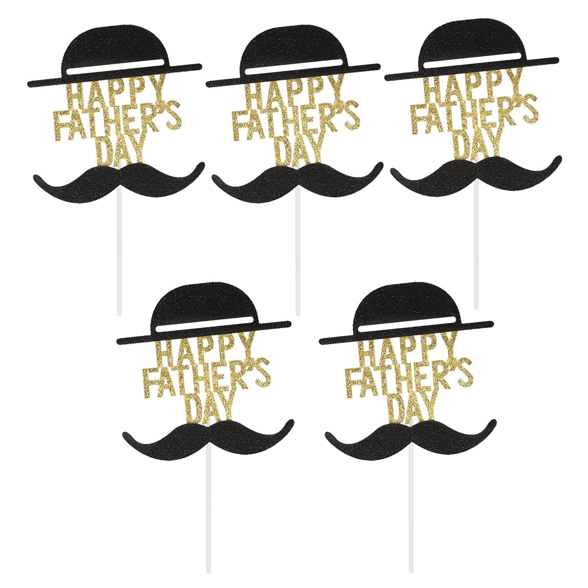 BinaryABC Happy Father's Day Cake Topper Cake Picks,Father's Day Birthday Cake Decorations Dad Party Supplies,5Pcs