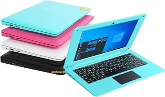 Windows 10 Computer Laptop Mini 10 Inch 32GB Ultra Thin and Light Netbook Quad Core CPU PC HDMI WiFi USB YouTube (Blue)