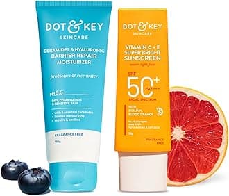 DOT & KEY Ceramides & Hyaluronic Skin Barrier Repair + Face Cream For Dry Skin-100G & Vitamin C+E Super Bright Sunscreen Spf 50 Pa+++ - 50G | For Men & Women, 1 Count