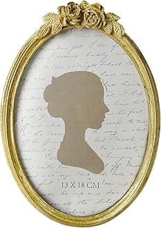 Sunlit ヴィンテージ写真フレーム 5x7インチ 楕円形アンティークフォトフレーム ガラスフロント付き 高級写真ディスプレイ 卓上壁掛け ギフトアイデア ゴールデンローズ