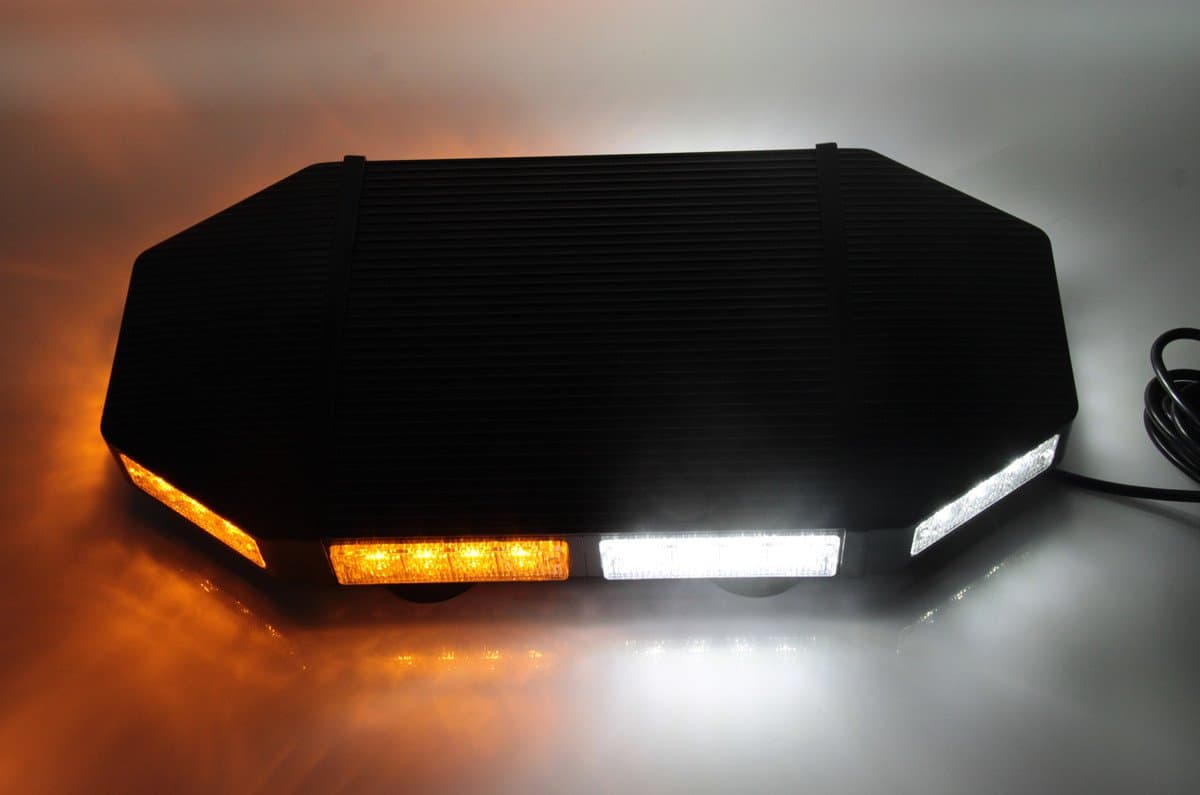 GPPOWER Amber/white Emergency Strobe Light Bar, 18” Waterproof Flashing Warning Roof Light With Magnetic Mount For Truck