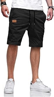 Mens Casual Shorts - Cotton Drawstring Summer Beach Stretch Twill Chino Golf Shorts
