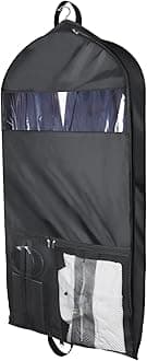Univivi Garment Bags for Travel and Storage 43" Hanging Suit Bag Clear Suits Cover with Mesh Pockets for Coat, Shirt, Jackets, dresses