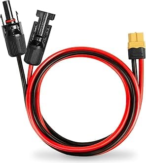 Solar to XT60 Extension Cable 10AWG 3FT Solar Connector to XT60 Adapter Cable for Solar Panel to Portable Power Station Solar Generator Battery Pack