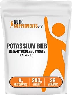 com Potassium BHB Powder - Beta-Hydroxybutyrate Powder, Unflavored Potassium BHB Supplement - Vegan & Gluten Free, 9g per Serving, 250g (8.8 oz) (Pack of 1)