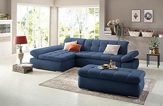 Fabrique Elementra L-Shaped Sofa Bed 5 Seater Linen Fabric Sofa Set - Premium Furniture for Home Office, Guests, and Contemporary, Comfortable Living Rooms (Left Hand Side) - Blue