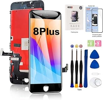 EFAITHFIX for iPhone 8 Plus LCD Screen Replacement Black 5.5 Inch Frame Assembly LCD Display 3D Touch Screen Digitizer with Repair Tools Kit Tempered Glass Screen Protector for A1864, A1897, A1898