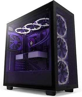 NZXT H7 Flow - CM-H71FB-01 - ATX Mid Tower PC Gaming Case - Front I/O USB Type-C Port - Quick-Release Tempered Glass Side Panel - Vertical GPU Mount - Integrated RGB Lighting - Black