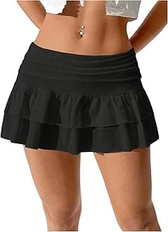 VerdusaWomen's Ruffle Layered Mini Skirts Y2K Flared Flowy Short Skirt