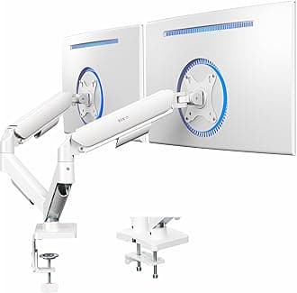 VIVO Dual Monitor up to 32 inches and 19.8 lbs per Screen, Mechanical Arm Desk Mount, Articulating Counterbalance, VESA Stand, Classic, White STAND-V002OW