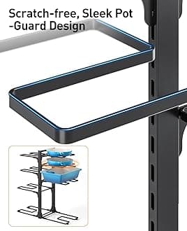 ORDORA Pots and Pans Organizer: under Cabinet, 20.8" Height Heavy Duty 120LBS Pots Pans Organizer Rack for under Cabinet 8-Tier Adjustable for Big Stockpots, Dutch Oven, Cast-iron Pans, Heavy Cookware