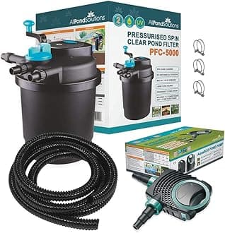 AllPondSolutions Pressurised Koi Fish Pond Filter Complete Kit with Pond Pump and UV Steriliser Light All in one - Ponds Up to 5000 litres - PFC-5000-KIT