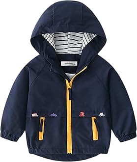 Volunboy Toddler Boys Windbreaker Casual Outerwear Kids Lightweight Zip Hooded Jacket Baby Cute Dust Coat