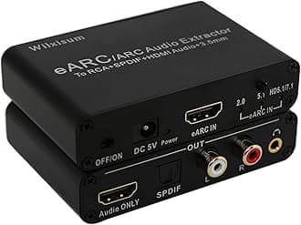 HDMI Earc/Arc Audio Extractor/Adapter, HDMI Earc/Arc to RCA R/L, Optical, 3.5mm Audio Converter