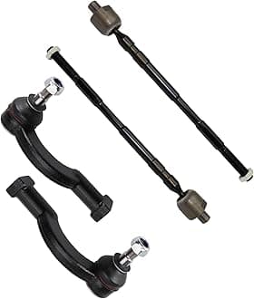 TRQ Inner and Outer Driver and Passenger Side Tie Rod Set 4 Piece Compatible with 2015-2019 Subaru Legacy; 2015-2019 Subaru Outback