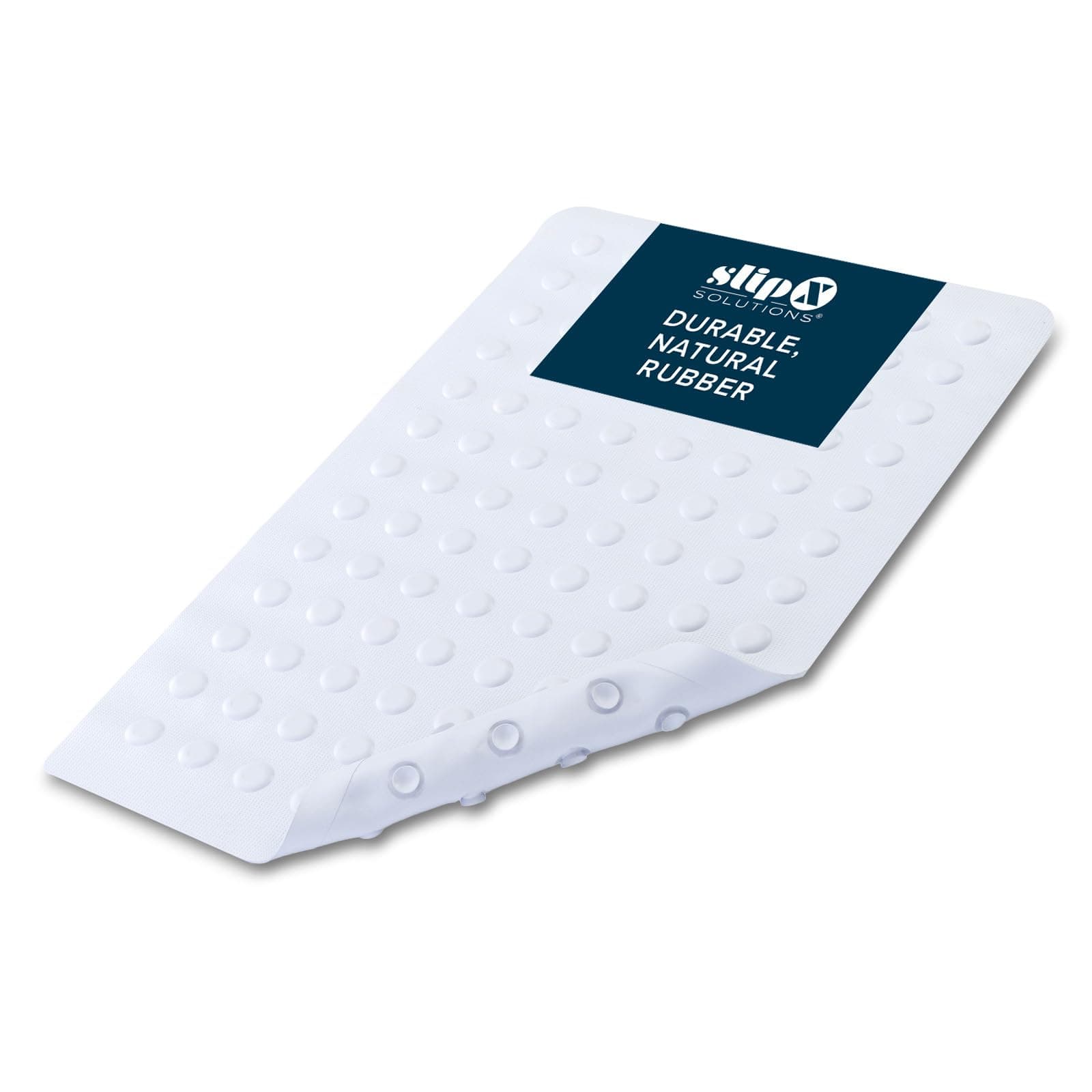 SlipX Solutions Durable Rubber Safety Mat 22 x 14, Feel Safe and Surefooted in Your Bath or Shower, Extra Grippy Surface Texture and Over 100 Power Grip Suction Cups, Machine Washable, White