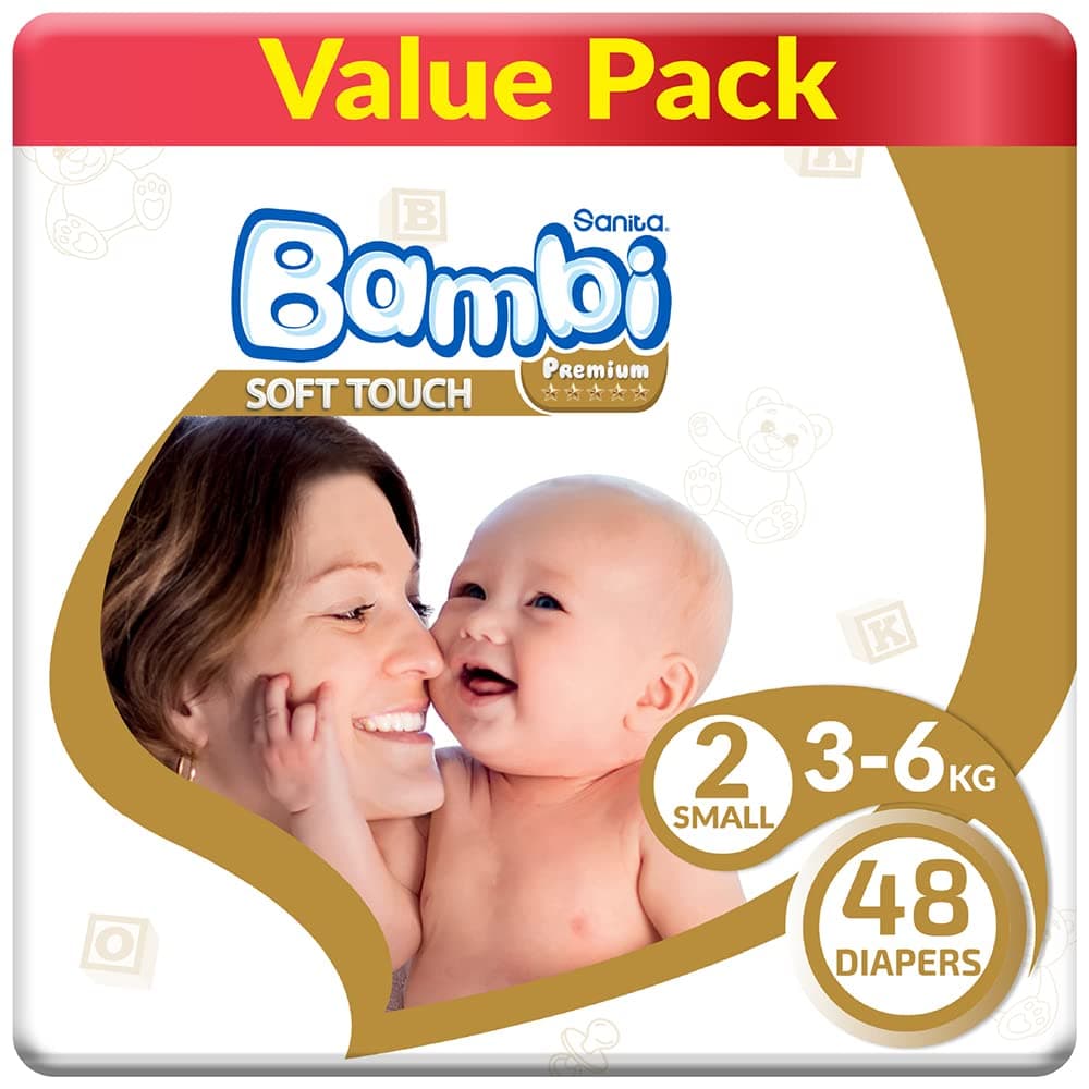 Baby Diapers Value Pack Size 2, Small, 3-6 Kg, 48 Count