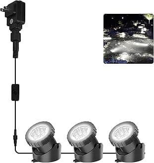 Cold White Pond Lights, Super Bright LED Underwater Submersible Landscape Spotlights, Switch Control IP68 Waterproof Fountain Lights for Fish Aquarium Tank Garden Yard Pool (Set of 3)