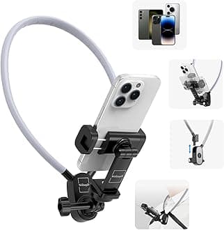 Neck Phone Holder- POV/Vlog Hands Free!- Neck Mount for Phones with Phone Clip,Compatible with iPhone Samsung Google Pixel and All Phones(No Magnetic Version)