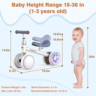 WINGBABE Baby Balance Bike for 1-2 Years Old Boys Girls,Toddler Balance Bike Ride on Toys for 10-24 Months Baby with Adjustable Seat, First bike for 1-2 Year Old Gifts Max 90cm Kids