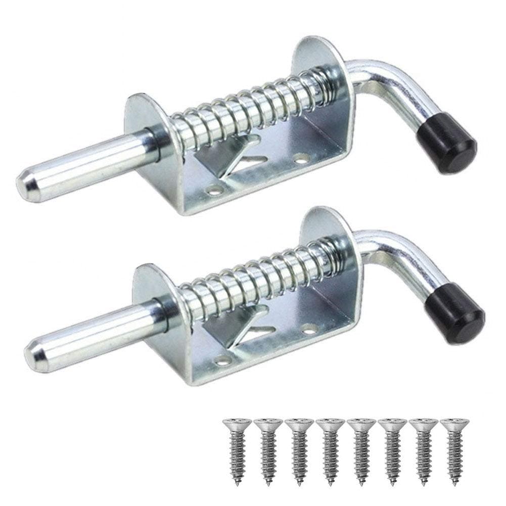 Spring Loaded Latch Pin,2 Pcs Metal Lock Barrel Bolt Spring Loaded Latch 5 Inches Long w Grip Heavy Duty