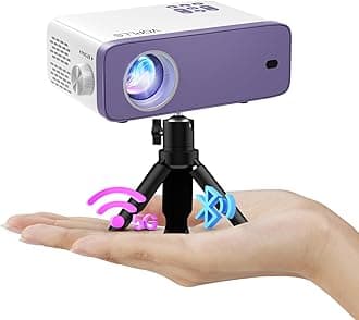Mini Projector, VOPLLS 1080P Full HD WiFi Bluetooth Video Projector, Portable Outdoor Home Theater Movie Projector, 50% Zoom, Compatible with HDMl, USB, AV, Smartphone/Tablet/Laptop (15000L)