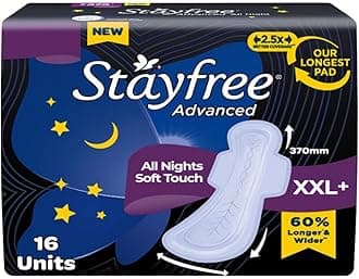 Advanced XXL+ | 16 Pads | Ultra Comfort Sanitary Pads for Women | Odour Control | Absorbs 2x More with Wider Back | Helps Prevent Rashes | Ultra Thin Pads |