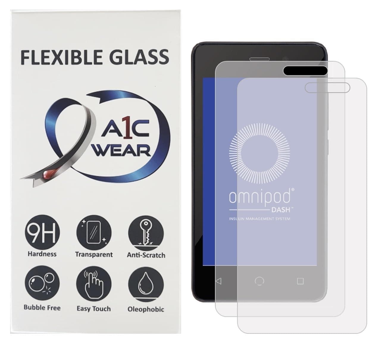 9H Flexible Glass Screen Protector for Omnipod Dash Receiver PDM - Won't Crack or Chip - Anti-Scratch Anti-Fingerprint - 2 Pack