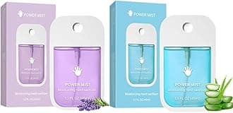 2pcs Power Mist Hand Sanitizer Spray, Portable Power Mist Hydrating Hand Sanitizers Spray Travel Size, Pocket Hand Sanitizer Multi-Flavor Cleanses Your Hands (Blue & Purple)