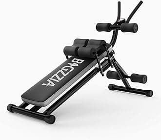 Bigzzia Ab Machine, 5-in-1 Adjustable Ab Workout Bench Core Abdomen Trainer for Stomach Workout, Crunch Machine Exercise Equipment for Home Gym - Sit UP, Push UP, Leg Press, Glider, Roman Chair, 330lbs Capacity